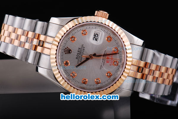 Rolex Datejust Automatic Silver Dial with Diamond Marking-Two Tone Strap - Click Image to Close